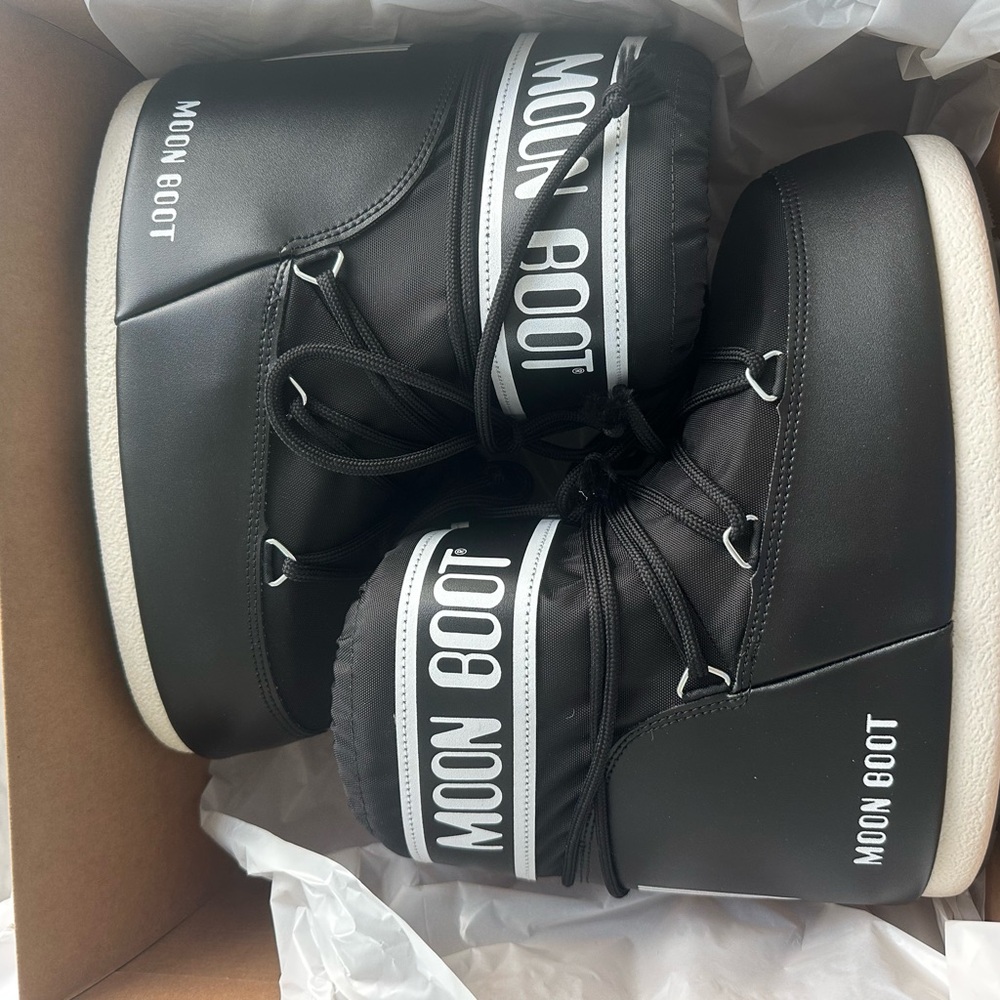 Moon Boot Black and White Snow Boots